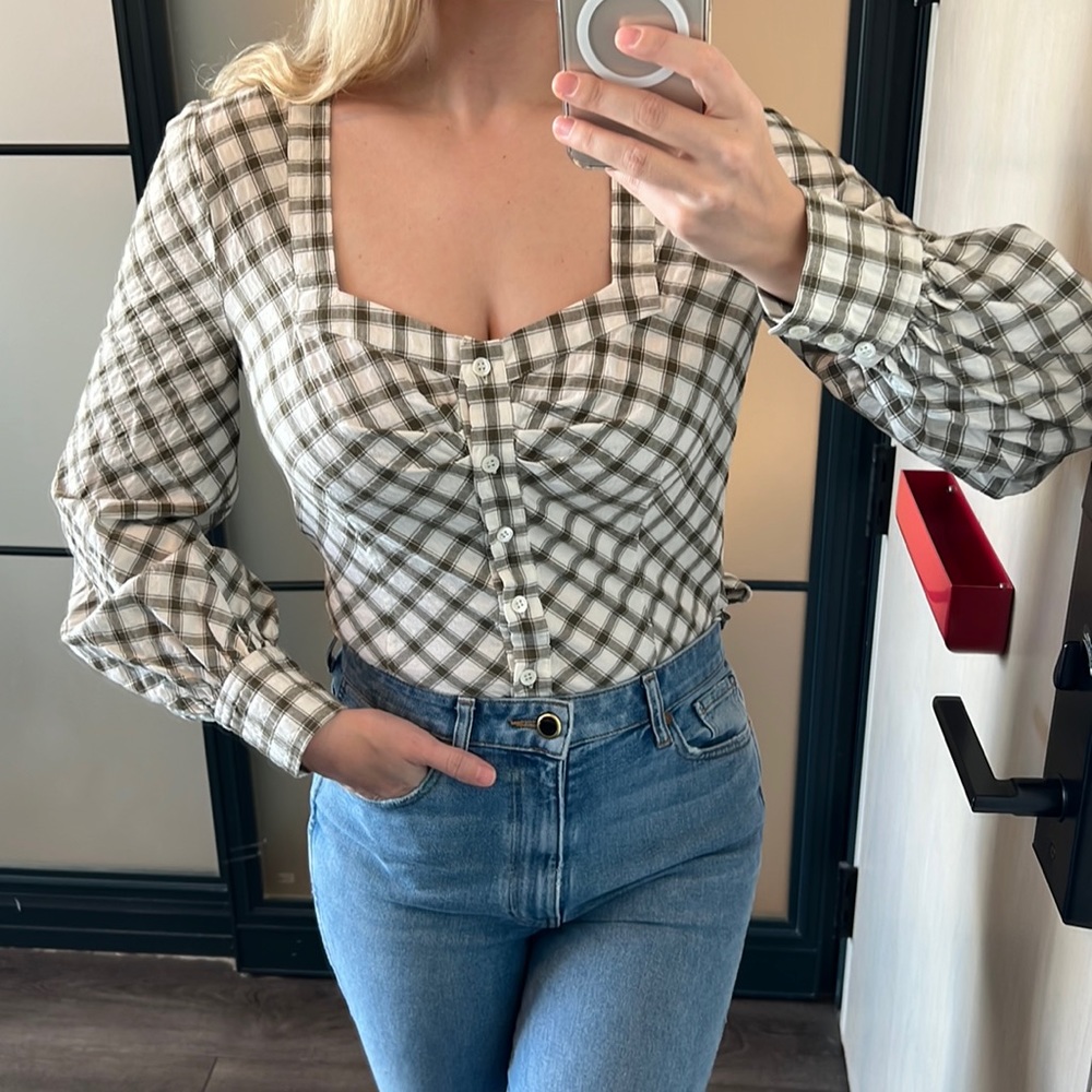 VERONICA BEARD Flannel plaid top shirt bustier